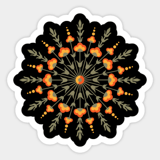 Floral Mandala in Retro 70s Colors Sticker